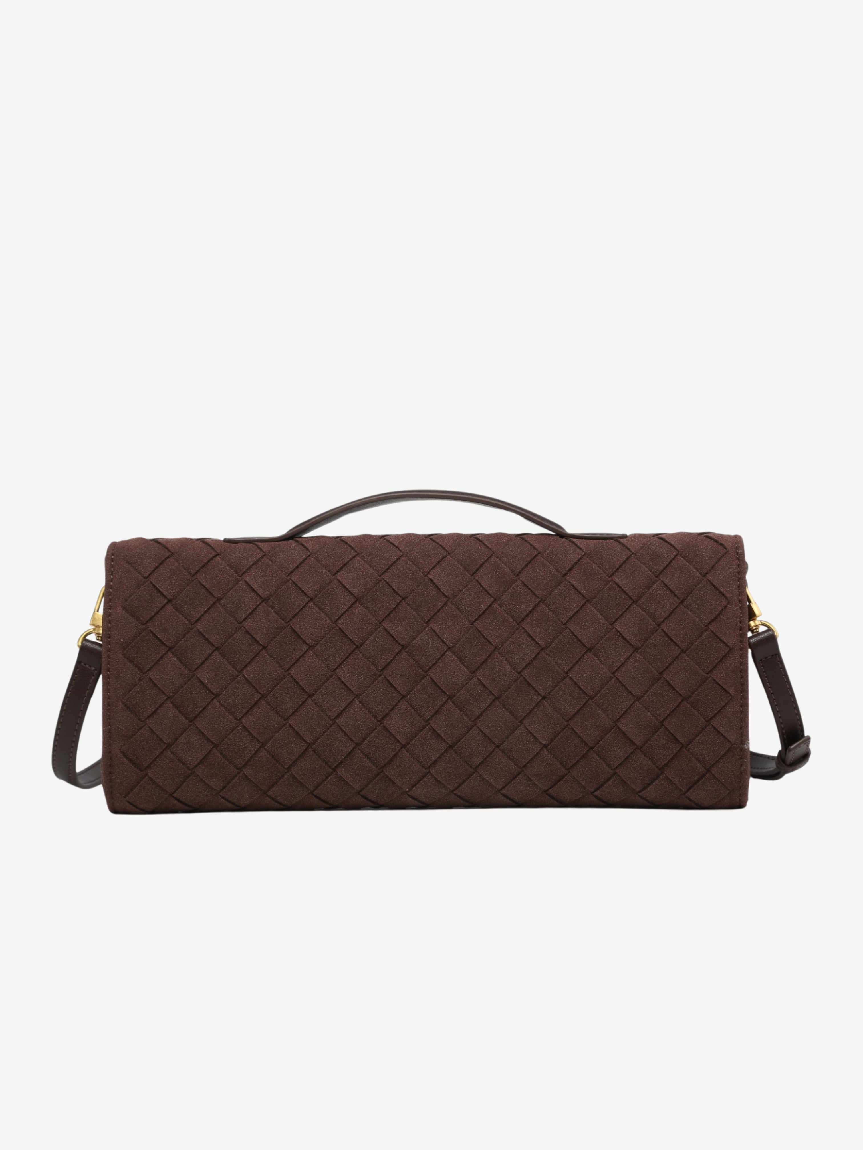 Anna Woven Suede Clutch